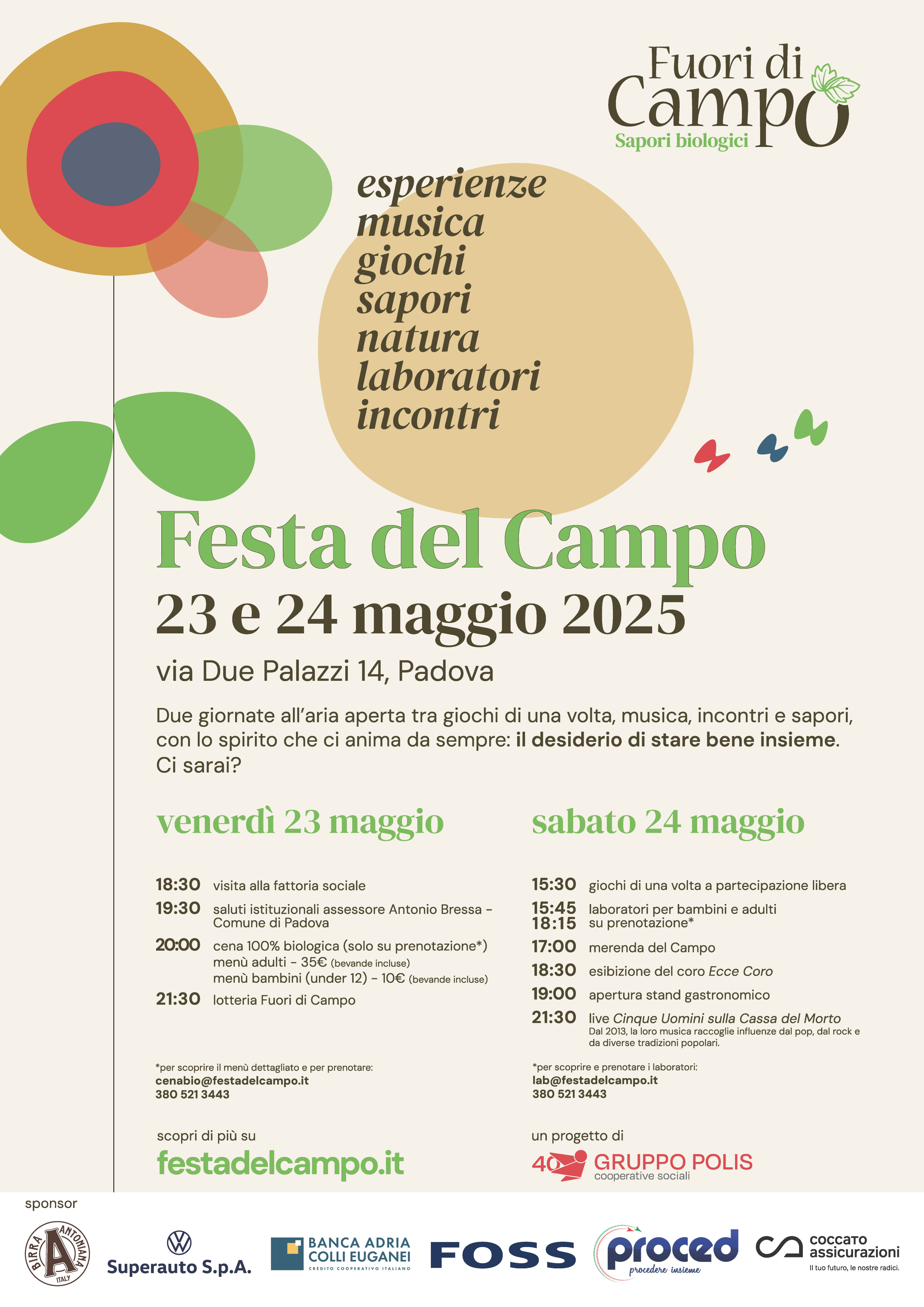 Locandina con programma Festa del Campo 2025